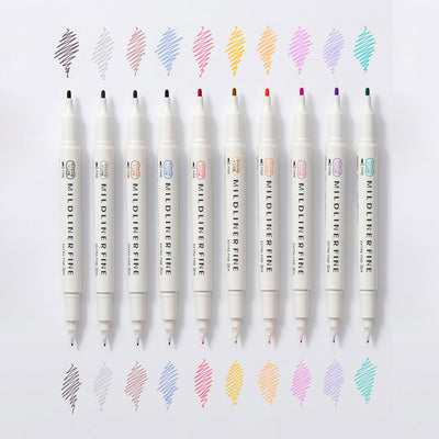 ZEBRA MILDLINER Dual Fine Tip Highlighter (WYT9) Fine Tip + Extra-Fine Tip Soft Color Marking