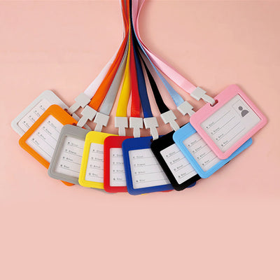 Double-sided transparent work permit student ID card holder + lanyard horizontal style vertical style ID card holder necessary for office commuting students