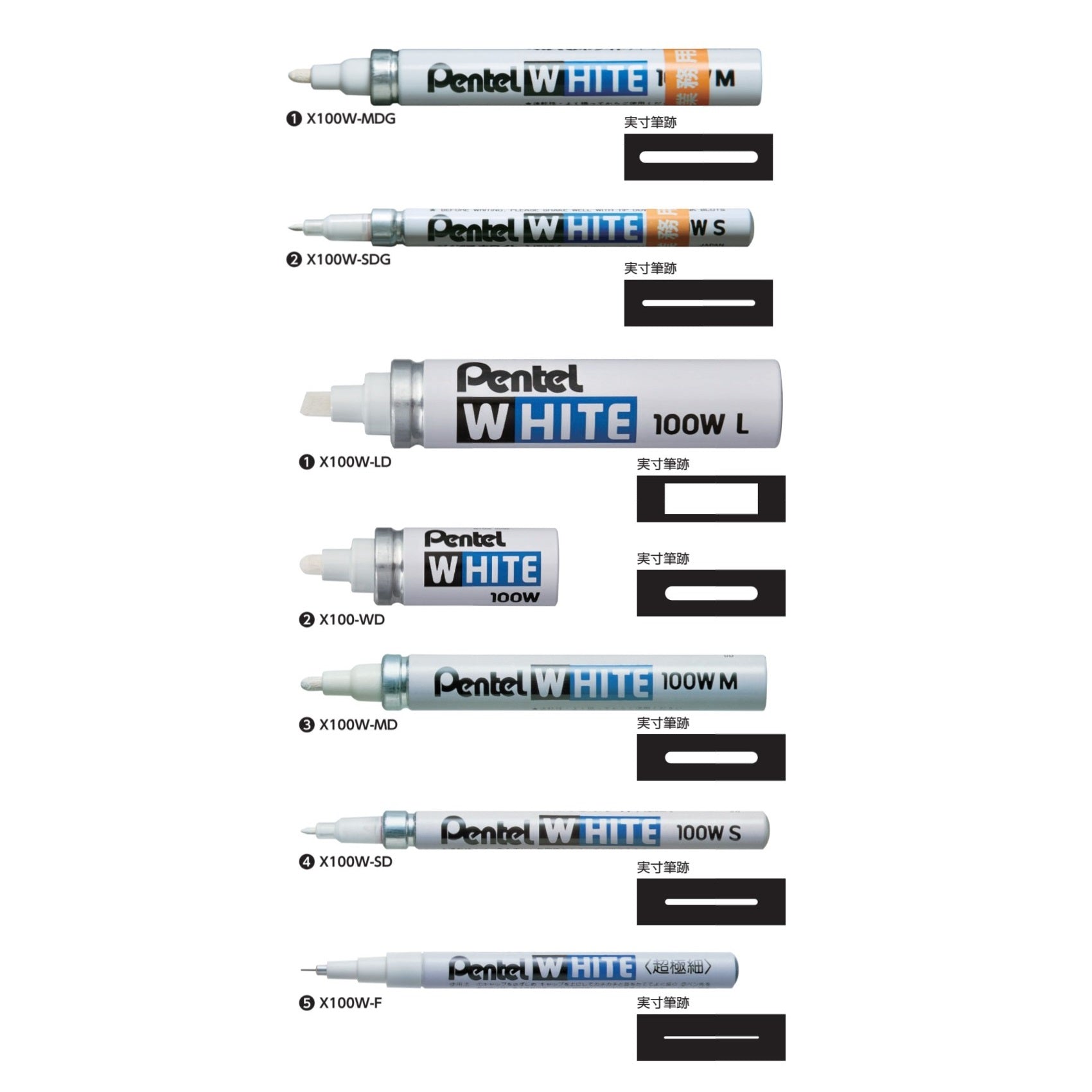 Pentel White 100W Multi Purpose Permanent Marker Pen