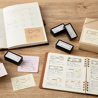 Japanese MIDORI Paintable Stamp handbook decoration soaked seal S continuous seal comes with ink hand-painted graffiti card production coloring arrangement