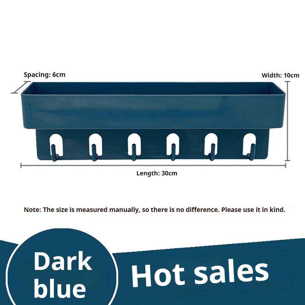 No-punch, traceless storage rack with hooks, simple and practical, easy to organize, neatly arranged, bathroom, home, yellow, dark blue, white