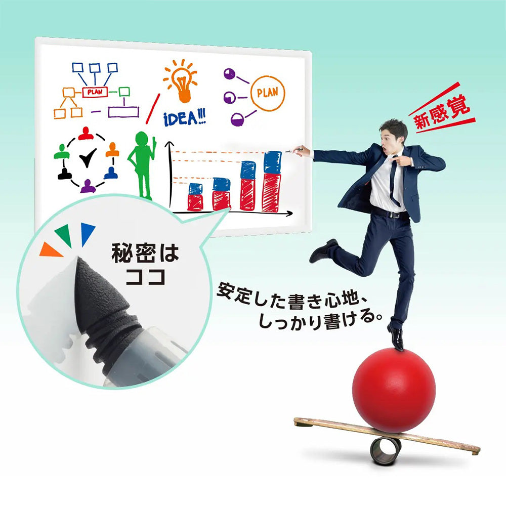 PENTEL KNOCKLE EMWL5BF6ST straight liquid whiteboard pen Taizi round head elastic pen tip six color set office meeting class learning teaching