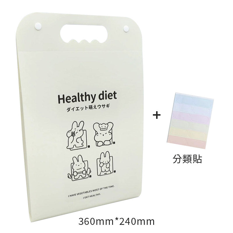 Japanese hand-painted cartoon A4 organ bag, large capacity, 8 compartments, lamb, bunny, cat, file folder, file storage, free label stickers, organization and classification, learning to hold meetings, data organization