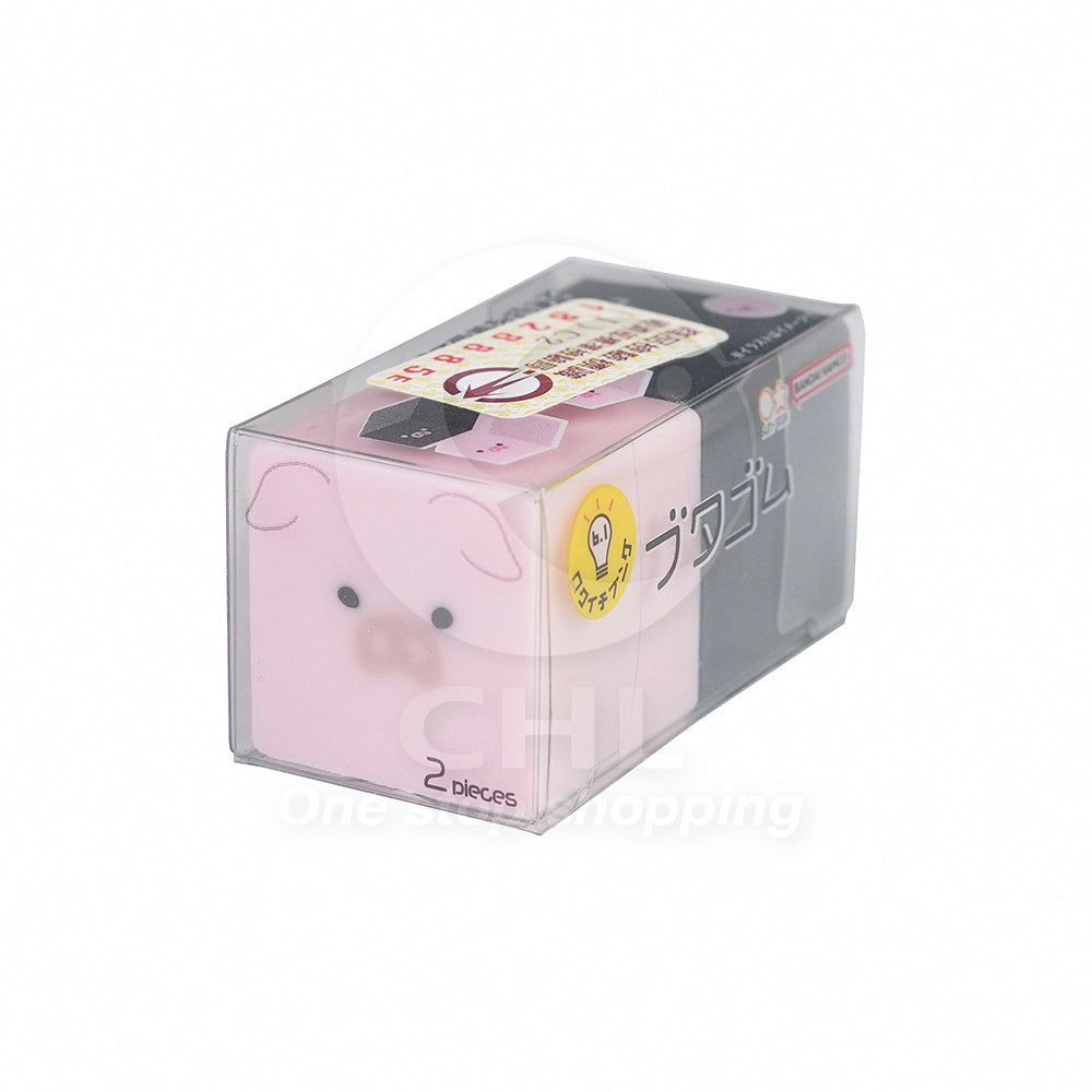 Sun-Star Animal Transformable Eraser Transforms with Use Cute Healing Tuxedo cat Shiba Inu Duckling Piglet