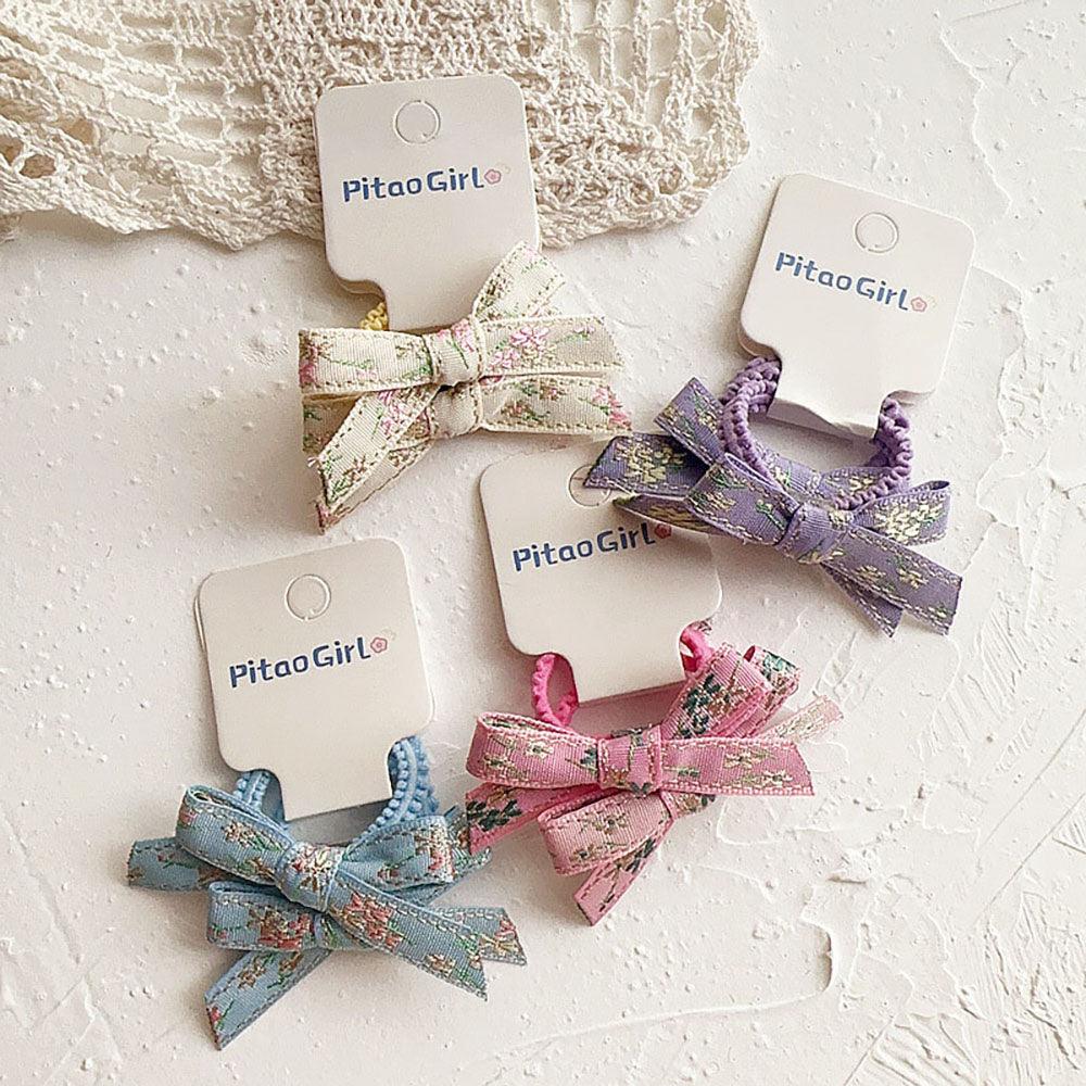 Ethnic style embroidered lady style children's pair of bow hair ties, textured hair accessories, popular hair salons, styling hair accessories - CHL-STORE