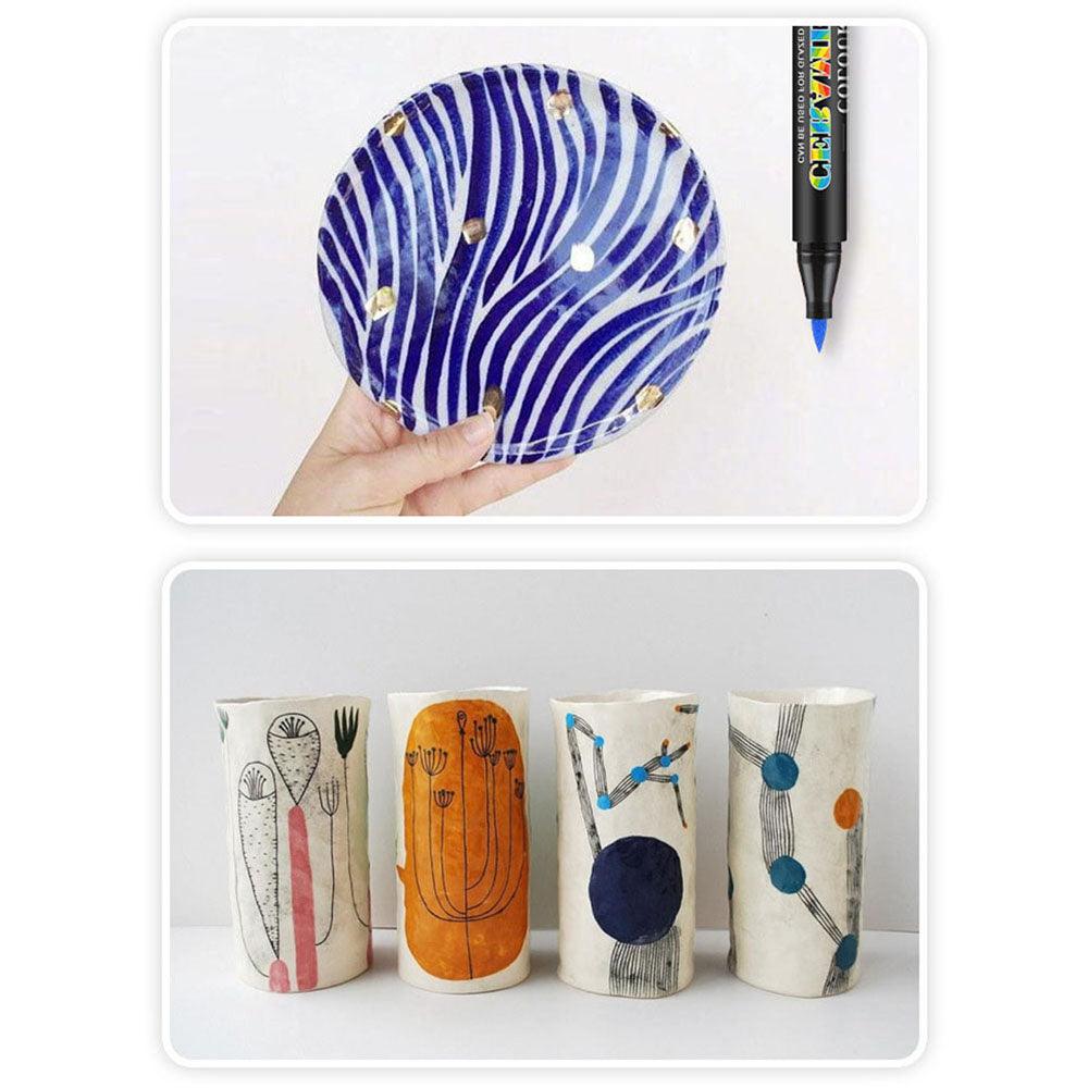Guangna ceramic painting pens, soft painting pens, 12 colors, creative glass graffiti, DIY production, color brushes - CHL-STORE