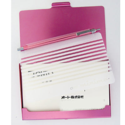 OHTO Business Card Pen Oil-Based Ballpoint Pen with Business Card Size Pen Holder Can be Put in Wallet Business Card Holder One of the Smallest Push-Type Ballpoint Pens in the World NBP-505MN