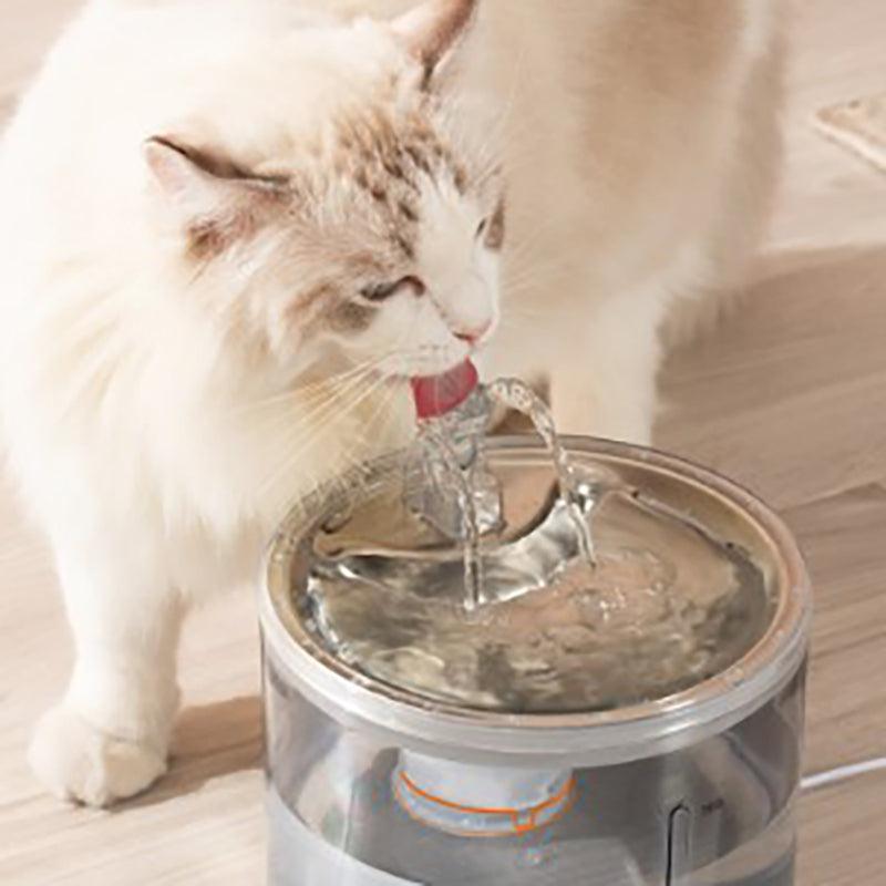 Pet stainless steel automatic water dispenser loop fountain-stainless steel transparent basic model + smart external sensor + activated carbon filter cotton 4-piece set US adapter water dispenser smart water dispenser for cats and dogs - CHL-STORE