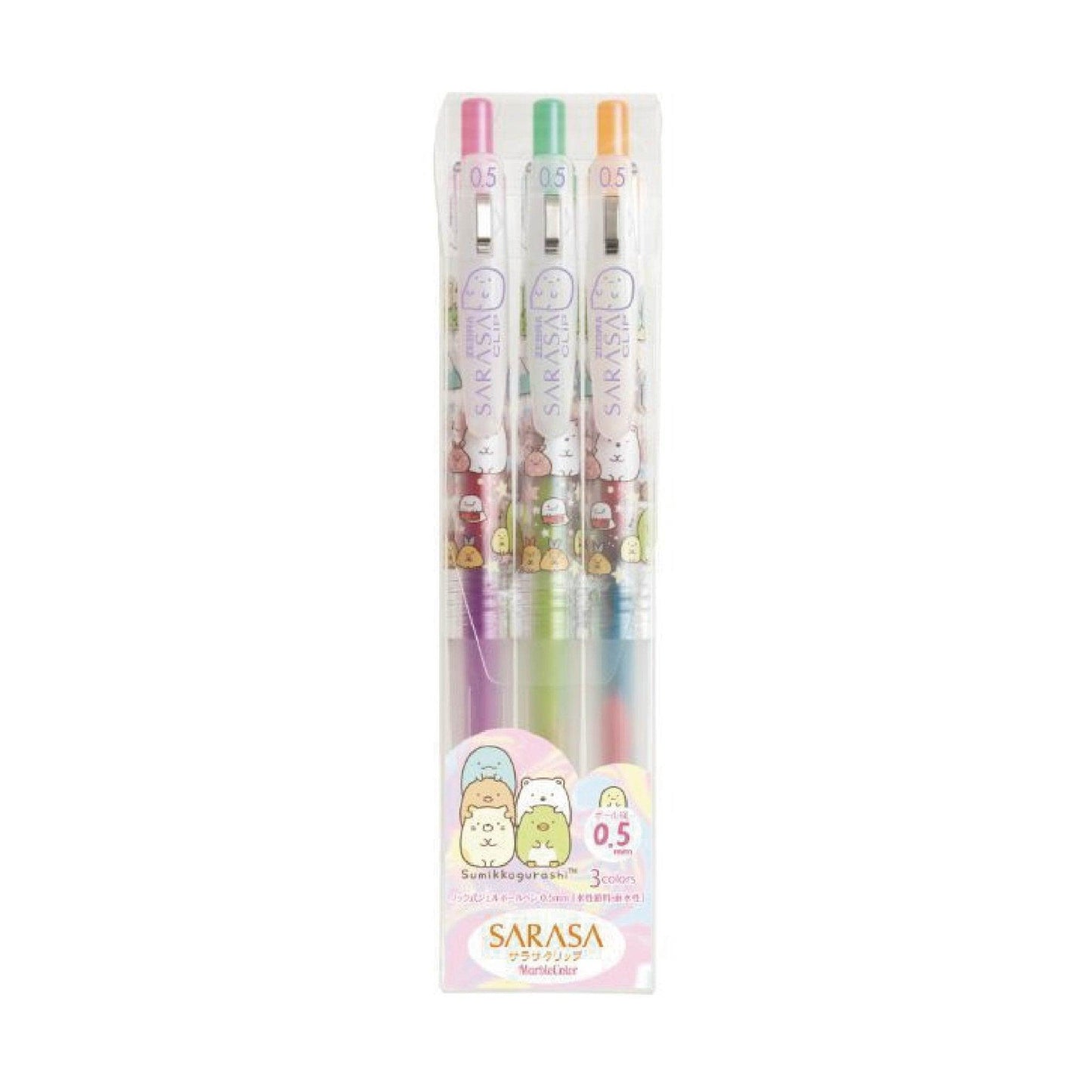 SAN-X x ZEBRA PR0320 SARASA cute cartoon joint name Sumikko Gurashi 0.5MM incredible marble color rendering mixed color gel pen rainbow