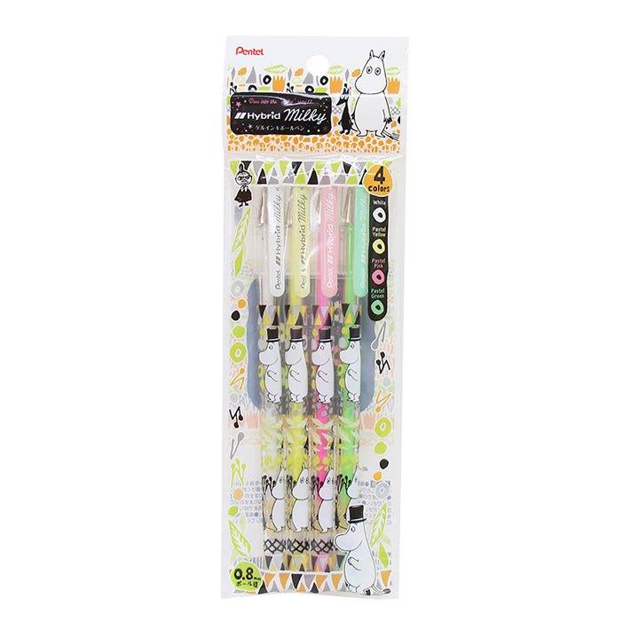 showa note x pentel No.91454000 Milk Pen Pen Metallic Bensy 4 Color Set Moomins Muumi