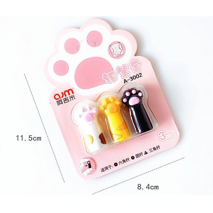 Ajimi cute cat paw shape soft glue children's pencil cap pen three-in-one mixed NP-010003 - CHL-STORE