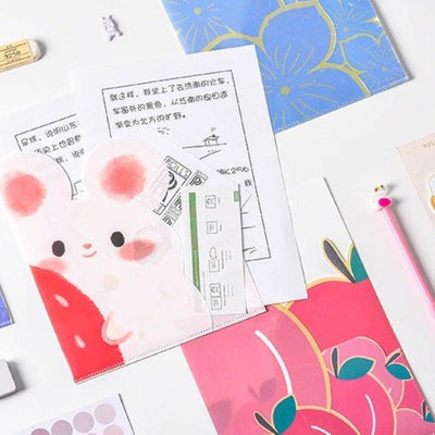 Art blue large capacity cute animal wind multi-layer PP folder - CHL-STORE