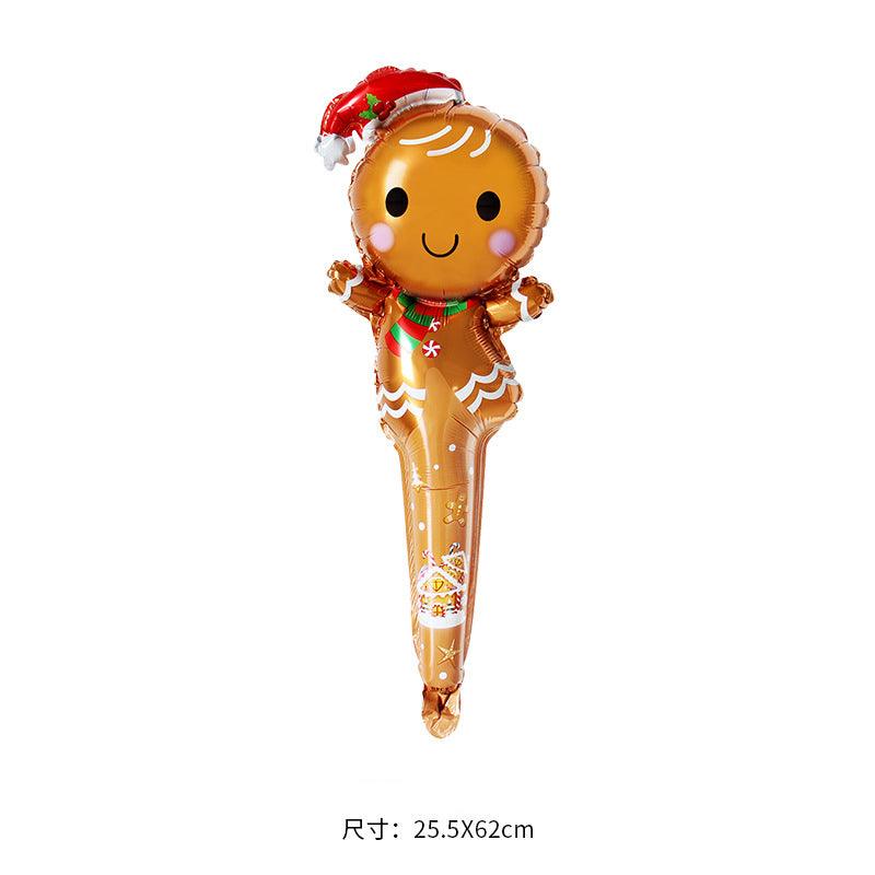 Balloons Christmas Aluminum Film Hand Stick Gifts Elk Santa Claus Candy Cane Gingerbread Man Accessories Party Supplies Birthday Decoration Wedding Anniversary Holiday Children Festival TO-000030 - CHL-STORE