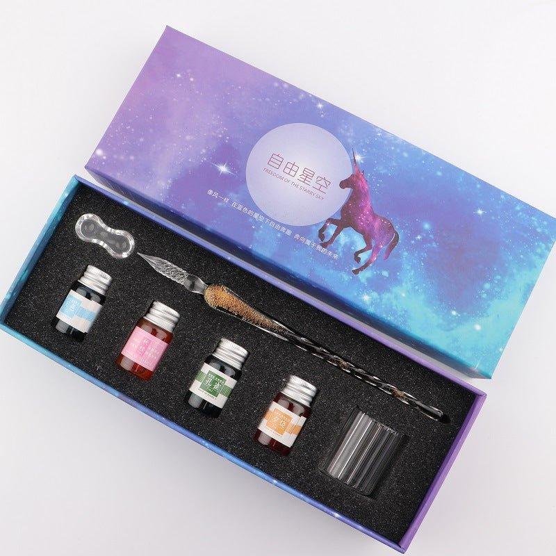 Bright starry sky star glass pen water-based pen water-dipped glass pen gift box of water-dipped pen NP-010001 - CHL-STORE