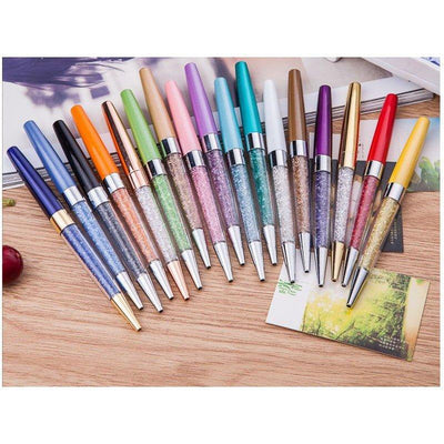 Bullet-type 1.0mm Shiny Crystal Pen Ballpoint Pen Bullet-type Ballpoint Pen Ballpoint Pen with Transparent Pen Case NP-HTNQI-202 - CHL-STORE