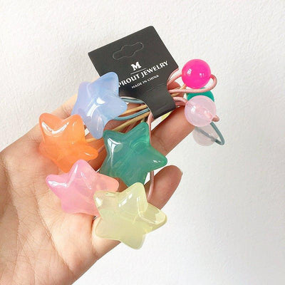 Candy Color Transparency Jelly Children's Hair Ring Set of Five AC-000016 - CHL-STORE