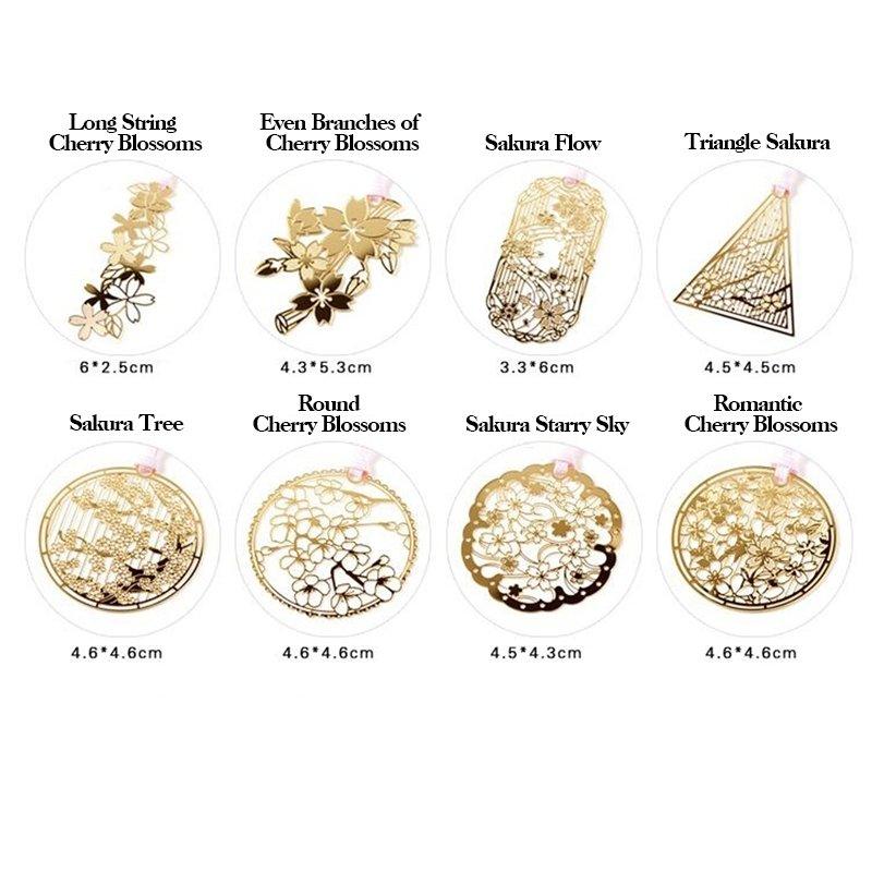 Cherry Blossom Series Metal Hollow Bookmarks Cherry Blossom Bookmarks Metal Bookmarks Gold Bookmarks Classic Bookmarks Retro Bookmarks Sakura Bookmarks Japanese Style Spring NP-HEZQI-906 - CHL-STORE