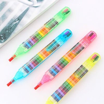 Children's colored crayons Replaceable core Washable 20 colors Random shipment - CHL-STORE