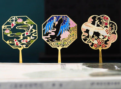 Chinese style metal classical hollow fan bookmark NP-090017 - CHL-STORE