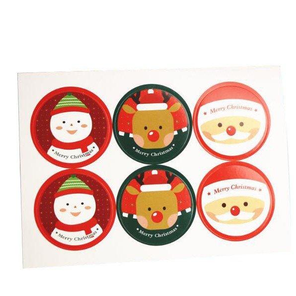 Christmas Stickers Round Christmas Sealing Stickers Dessert Gift Packaging Stickers Cartoon Gift Stickers Labels 6pcs - CHL-STORE