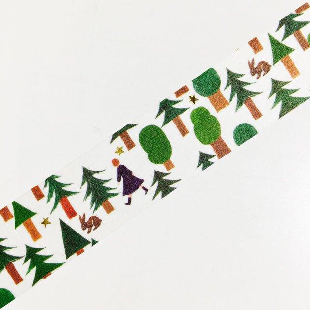 Cozyca products NO.22-636 FOREST Forest Japanese gold foil and paper tape Gold foil paper tape Decorative paper tape Japanese popular illustrator Nishi Shuku - CHL-STORE