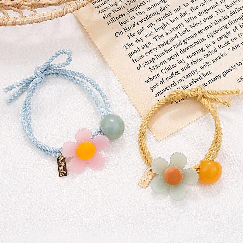Cute jelly color flowers ponytail hair ring decorative hair ring AC-000010 - CHL-STORE