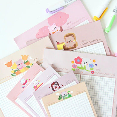 Flower ink produced pink bear cute note book MEMO checkered paper B5 NP-030015 - CHL-STORE