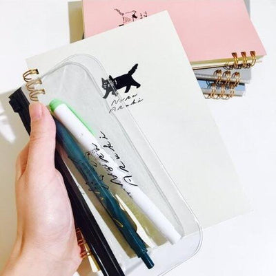 Green flash noraaruki cat retro color ball pen + highlighter bag set soft highlighter - CHL-STORE