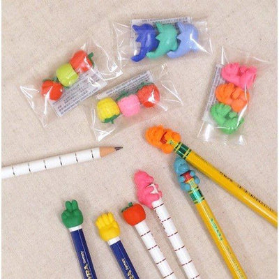 IWAKO ER-951090 Pencil Case Modeling Dinosaur Orangutan Apple Strawberry Guessing Dolphin Eraser 3pcs - CHL-STORE