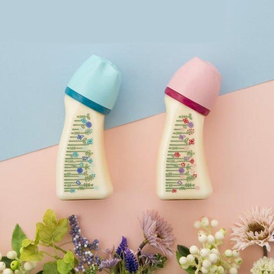 Japan Doctor Betta nursing bottle BLAIN wide mouth WS4-240ml shape nursing bottle pattern powder blue - CHL-STORE