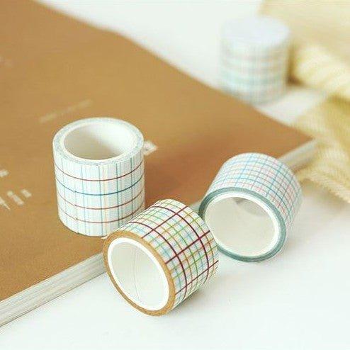 Japanese Fresh Wenqing Candy Color Line Basic Lattice Washi Tape Paper Tape 40mm*7m NP-H7TAY-0289 - CHL-STORE