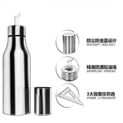 Large-capacity thickened stainless steel straight oiler kitchen supplies seasoning bottle 500ml 750ml LI-000006 - CHL-STORE