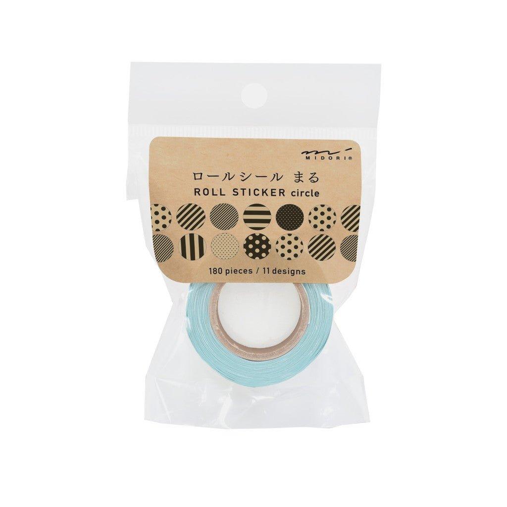 MIDORI 84783006 Chotto Series Sticker Roll Sticker Circle Pattern Black Kraft Paper Color - CHL-STORE