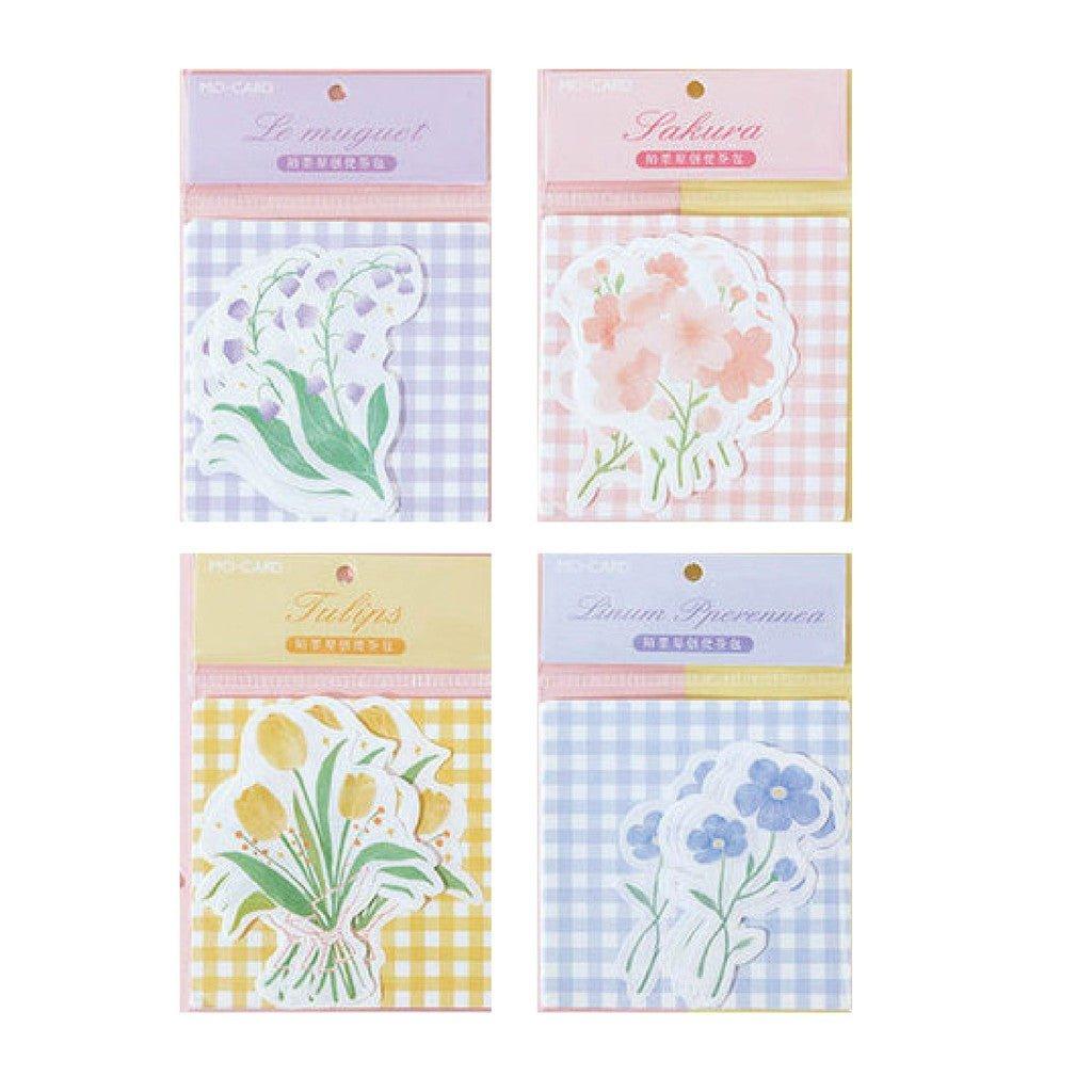 Momo Note Pack Gentle Bloom Series Fresh Flower Illustrations Note Paper 30 Sheets NP-030034 - CHL-STORE