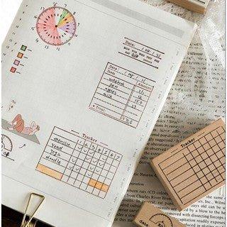 Momo Original Practical Wooden Seal Weekly Plan Circle Chart Sleep Management Dot Matrix Record NP-H7TIW-601 - CHL-STORE