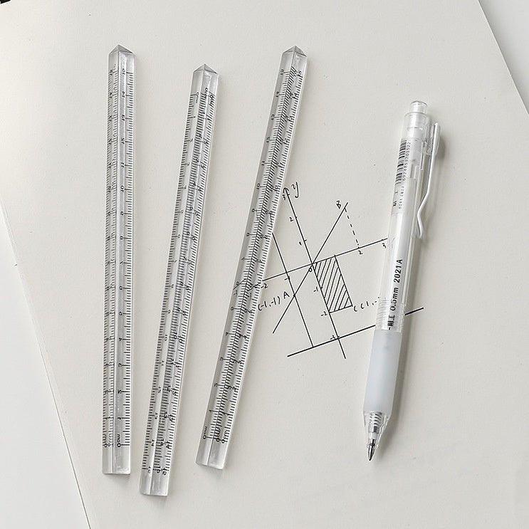 Muji Style transparent multi-function triangle ruler three-edged cube ruler transparent cube ruler 15cm NP-070030 - CHL-STORE