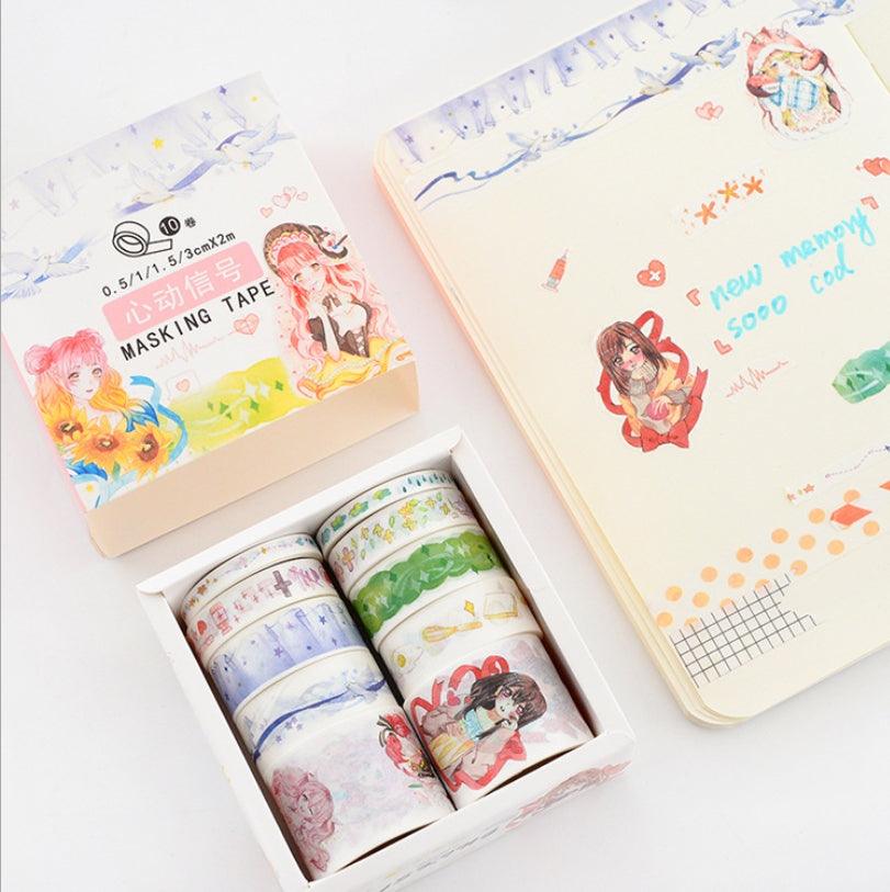 Colorful Hand-Drawn Washi Tape Collection