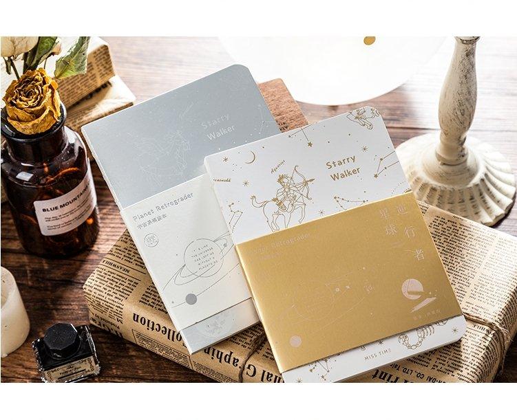 Planet Retrograde Bronze Silver Cover B6 Blank Inner Pages Notebook NP-H7TAY-324 - CHL-STORE