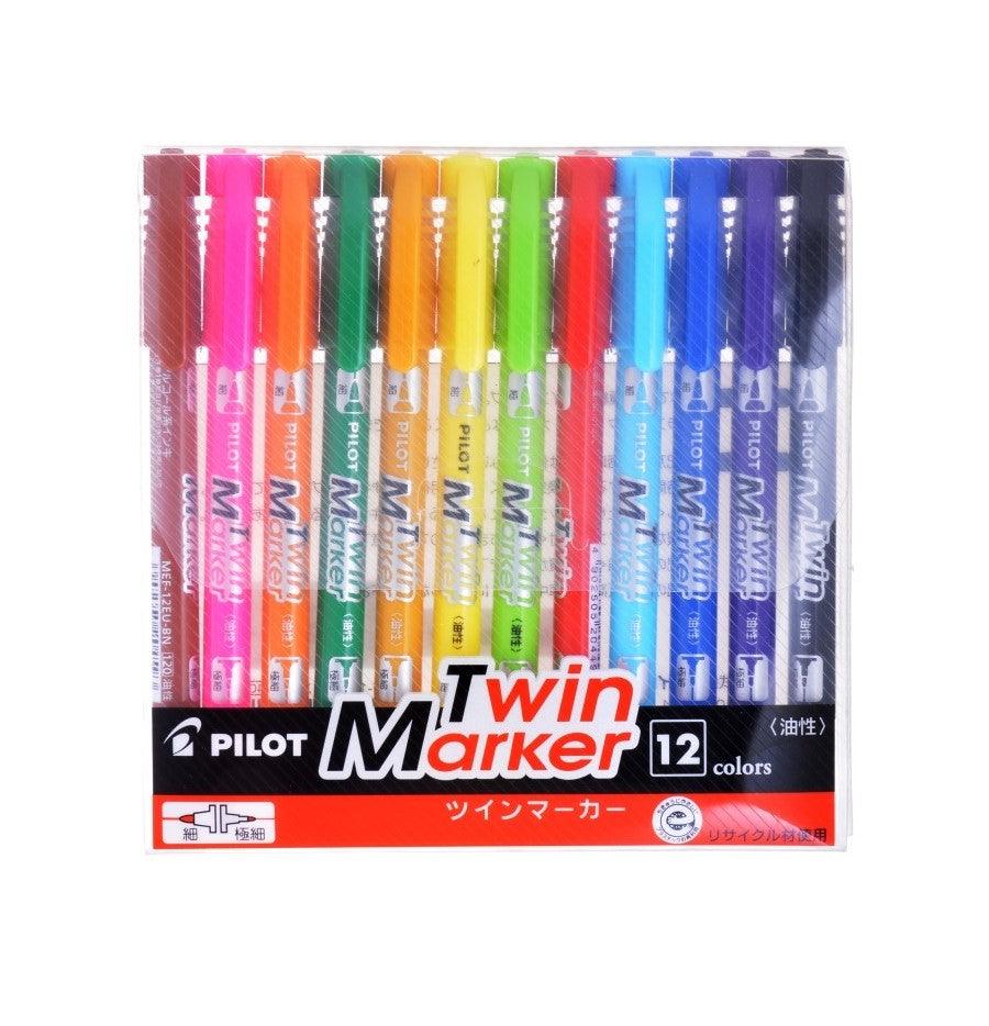 (Pre-Order) PILOT Twin Marker Fine 0.5mm/Extra Fine 0.4mm Twin Permanent Marker MEF-12EU - CHL-STORE