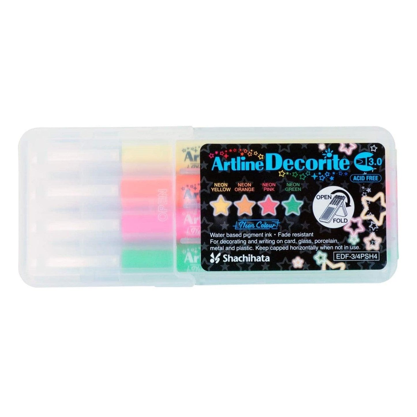 (Pre-Order) SHACHIHATA Artline 1mm Deco Light Angle 3 4 Color Set EDF-3/4PSH - CHL-STORE