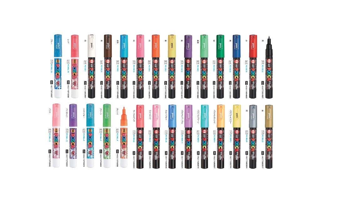 UNI POSCA Marker Set - 28 Vivid Colors - Pre-order Now! Slogan: Create Art  That Lasts with UNI POSCA Markers Product Tags: acrylic paint markers,  fine-point markers, refillable markers, art supplies –