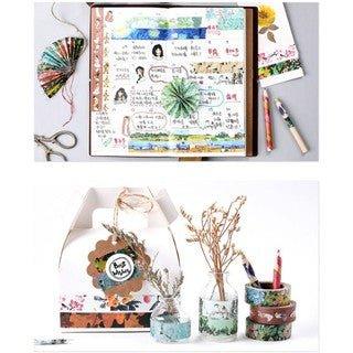 Retro Pattern Ancient Color Spectrum Plant Flower Petal Flower Cloth 1.5CM Decoration Handbook Tape Washi Tape Paper Tape NP-H7TGI-018 - CHL-STORE