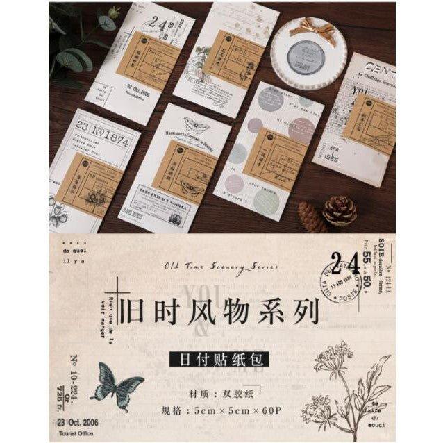 Retro stickers old-time scenery series sticker pack special-shaped sealing stickers 60 pieces NP-000003 - CHL-STORE