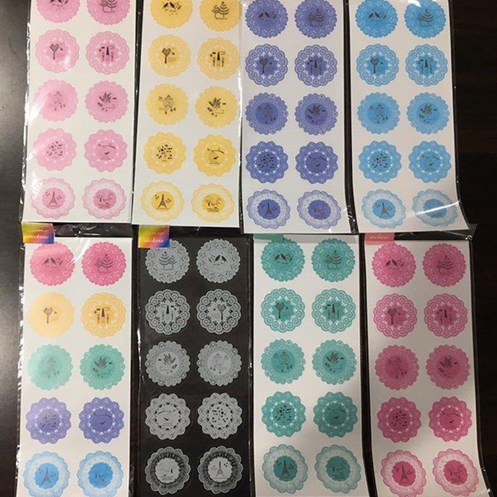Round lace style stickers sealing stickers creative stickers cute small fresh decorative stickers 10 pieces NP-H7TAM-005 - CHL-STORE