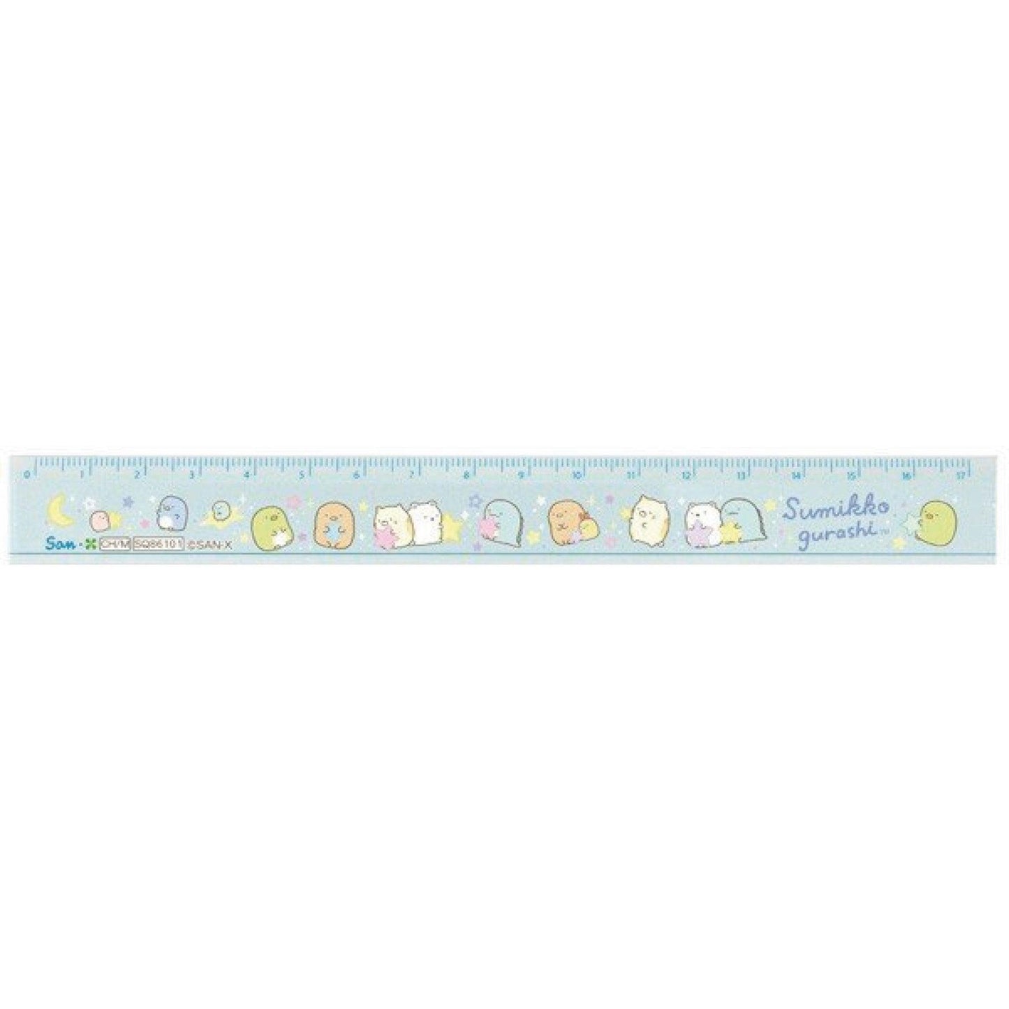 SAN-X Sumikko gurashi 17cm ruler ruler transparent Japanese joint stationery Blue - CHL-STORE