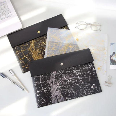 Starry File Bag Dream Starry File Bag A4 File Bag Transparent File Bag Matte Black File Bag Hot Stamping Gold File Bag Hot Stamping Silver Hot Stamping Laser Star Snow Night NP-H0TQI-906 - CHL-STORE