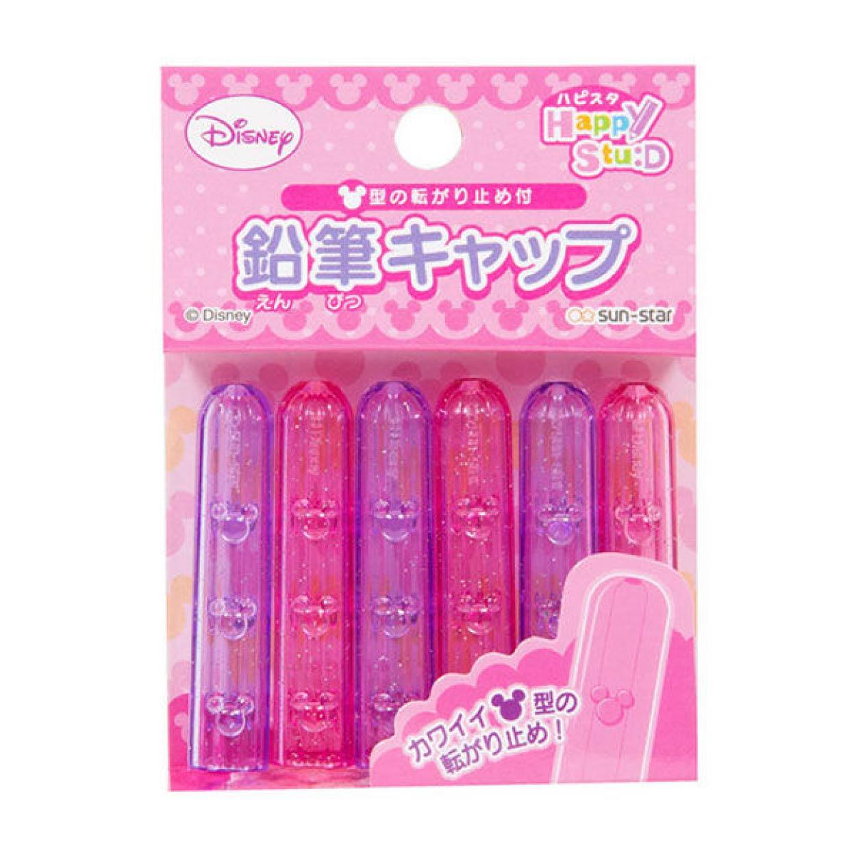 Sun-star S5032946 Disney Transparent Pink Pencil Cover Wooden Pencil Pen cap 6 pcs - CHL-STORE