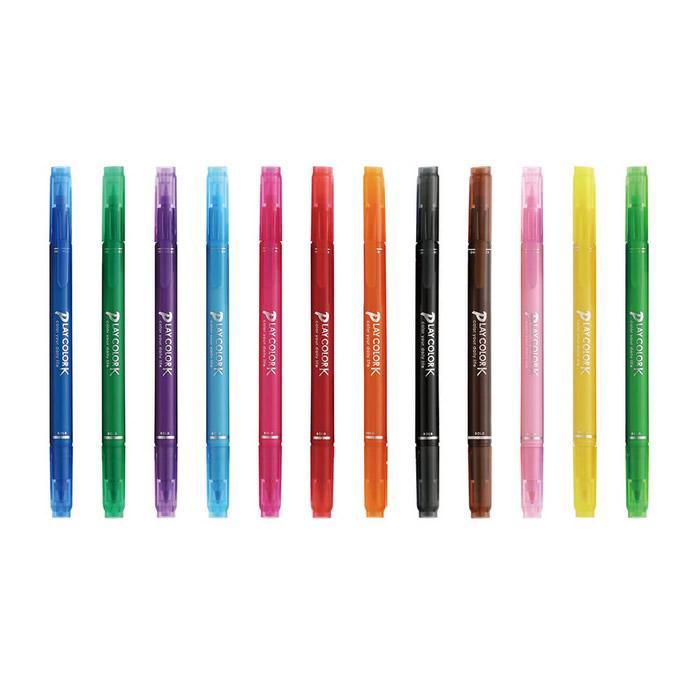Tombow GCF-011 Playcolor K double-headed color pen 12 color group water pen 0.3mm 0.8mm - CHL-STORE