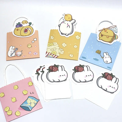 Treein Art Little White Rabbit Little Yellow Duck Gift Bag Hand Account Decoration Note Paper MEMO Paper Memo Paper Random Shipping - CHL-STORE