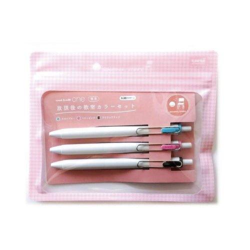 UNI-ball one STA-UMNS383 0.38MM limited packaging, with storage bag, white rod, gel pen, 3-pack, set, pastel color - CHL-STORE